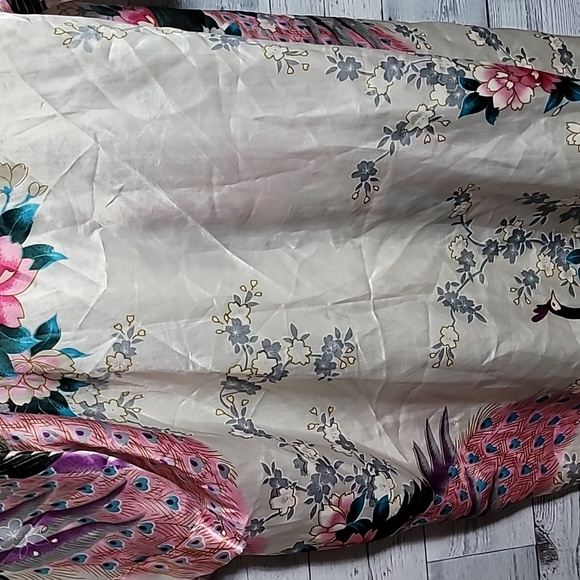 Sam Well O/S Silk Multicolored Print Kimono Robe - Picture 9 of 10